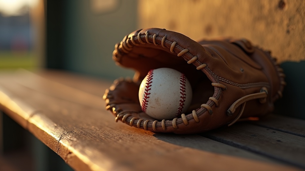 Worn leather glove and scuffed baseball evoking Dead Ball Era equipment