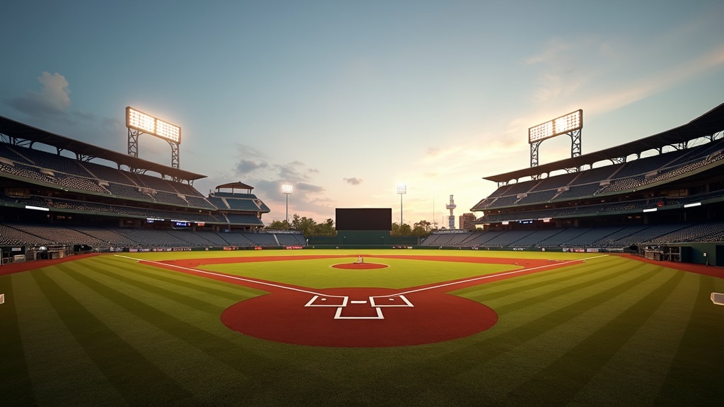 Empty baseball stadium under evening lights symbolizing changes after the steroid era