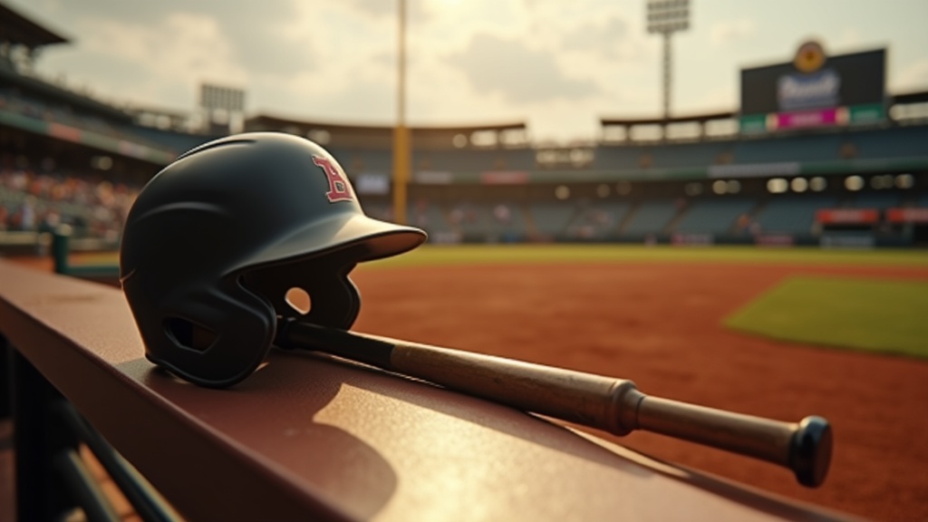 Batting helmet sitting on a dugout bench, illustrating how to choose the right batting helmet