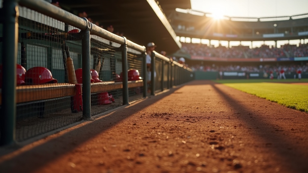 Baseball bats and helmets in a dugout illustrating the designated hitter rule in baseball