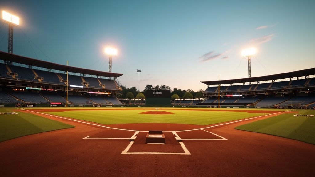 Empty baseball infield at dusk illustrating the extra innings ghost runner rule