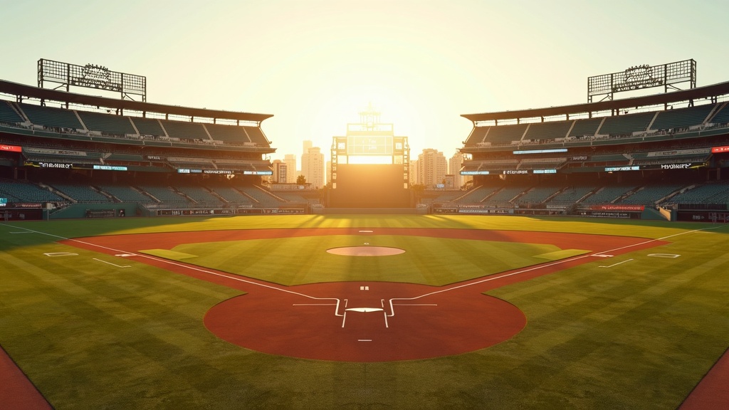 Empty baseball stadium at sunset representing Baseball Hall of Fame induction