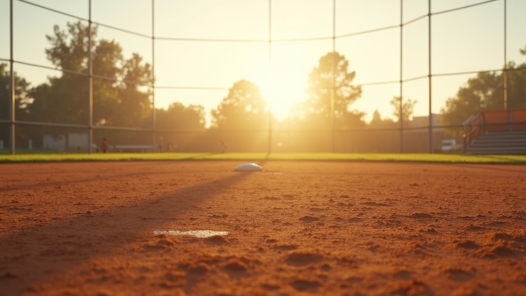 Youth baseball field showing Little League divisions and age bracket setup at sunset
