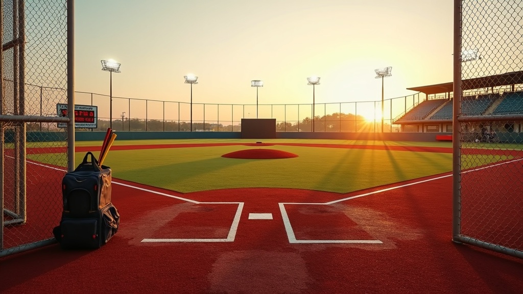 Travel baseball tournament fields at sunset showing what travel baseball costs families each season
