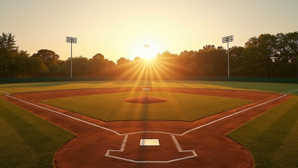 Aerial view of a baseball diamond showing the four bases arranged in a diamond shape