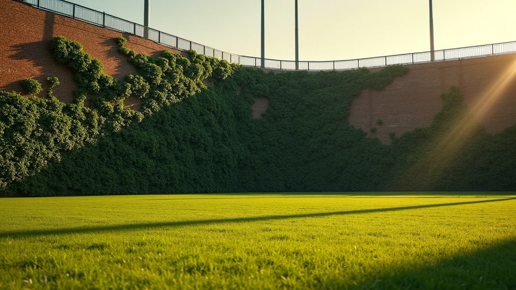 Ivy covering the brick outfield wall at Wrigley Field
