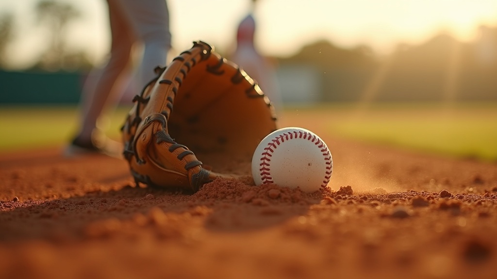Baseball glove fielding a ground ball on infield dirt