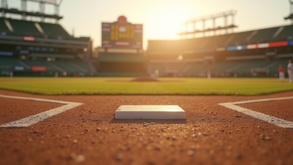 Chalk baseline and dirt infield illustrating the geometry of a baseball diamond