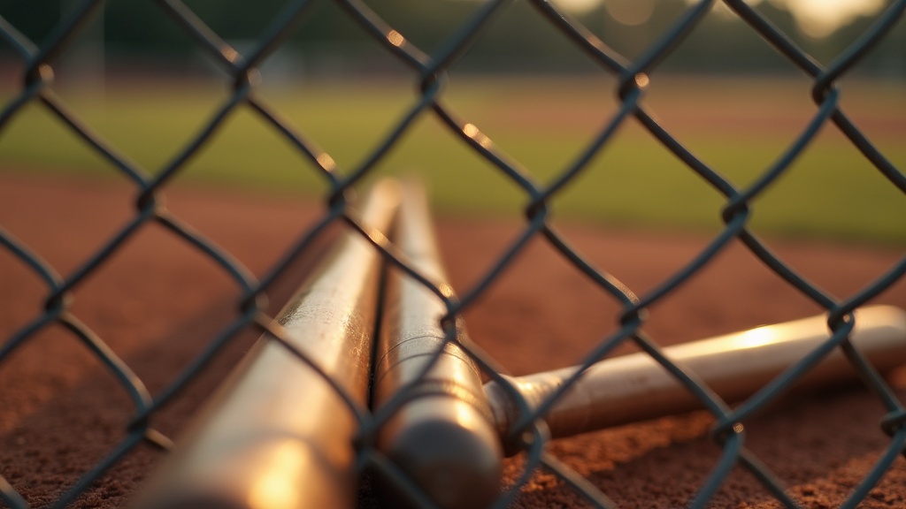 Close-up of wood bat and aluminum bat barrels showing material difference