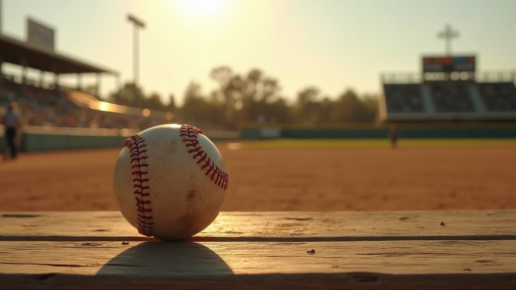 Old baseball on wooden bleachers representing the myth of Abner Doubleday and baseball's true origins