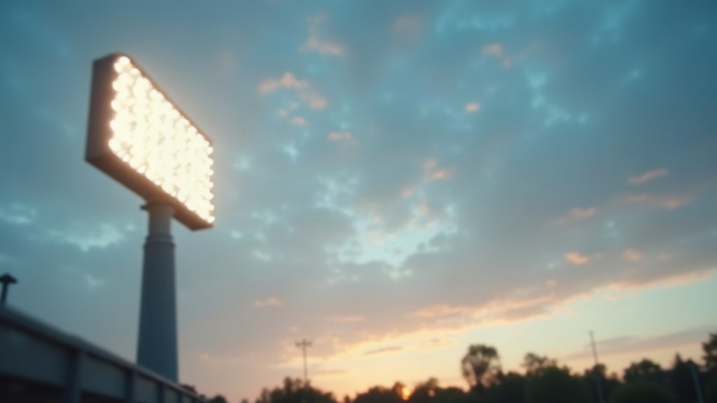 Close-up of a modern LED stadium lighting fixture used in contemporary night baseball lighting systems